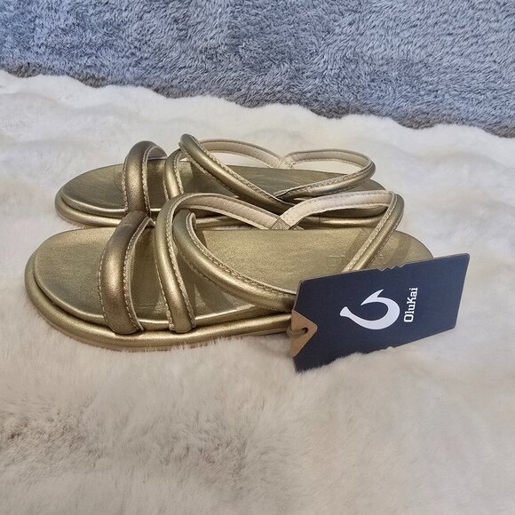OluKai Tiare Strappy Slingback Bubbly Gold Sandals Women's Size 5 NEW Resort - Picture 2 of 4